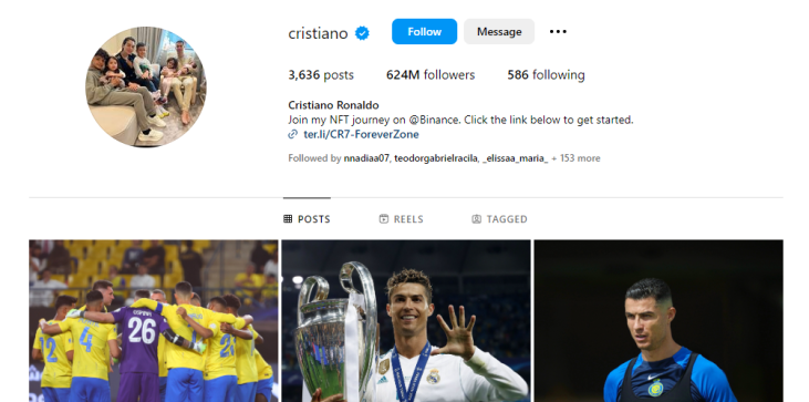 Instagram di Cristiano Ronaldo